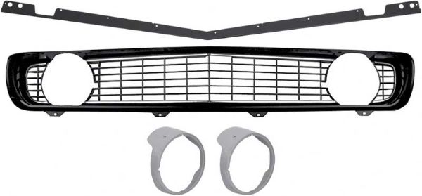 Picture of 1969 Camaro Restorer's Choice Standard Black Grill Kit with Headlamp Bezels without Chrome Ring 