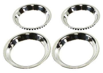 Show details for 15" Stainless Steel 2-1/4"Deep Rally Wheel Trim Ring Set For Reproduction WheelsOnly  Picture of 15" Stainless Steel 2-1/4"Deep Rally Wheel Trim Ring Set For Reproduction WheelsOnly