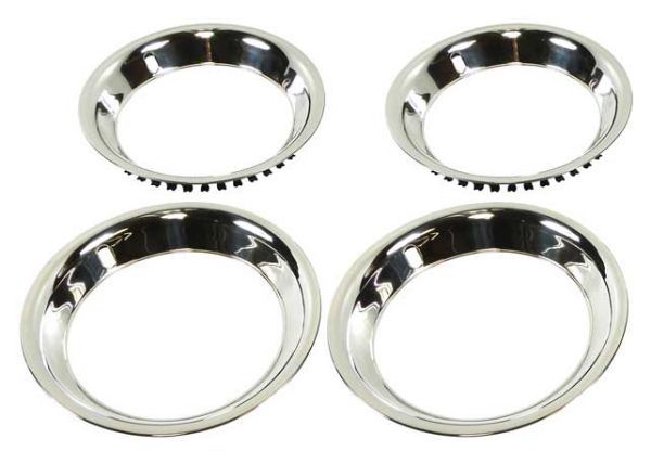 Picture of 15" Stainless Steel 2-1/4"Deep Rally Wheel Trim Ring Set For Reproduction WheelsOnly 