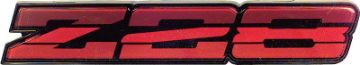 Show details for 1985-87 Camaro Z28 Dark Red Rocker Emblem  Picture of 1985-87 Camaro Z28 Dark Red Rocker Emblem