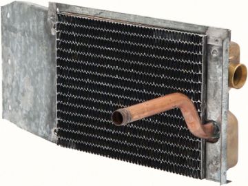 Show details for 1962-65 Mopar B-Body W/O AC - Heater Core (8-3/4" X 6-3/8" X 2-1/2") - 5/8" Inlet w/ 1" Outlet  Picture of 1962-65 Mopar B-Body W/O AC - Heater Core (8-3/4" X 6-3/8" X 2-1/2") - 5/8" Inlet w/ 1" Outlet