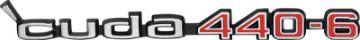 Show details for 1970-71 "Cuda 440-6" Rallye Hood Emblem  Picture of 1970-71 "Cuda 440-6" Rallye Hood Emblem
