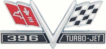 Show details for 1967 Camaro SS, 1965-67 Impala / Full Size "396 V-Flag" Front Fender Emblem  Picture of 1967 Camaro SS, 1965-67 Impala / Full Size "396 V-Flag" Front Fender Emblem