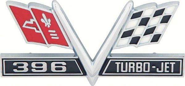 Picture of 1967 Camaro SS, 1965-67 Impala / Full Size "396 V-Flag" Front Fender Emblem 