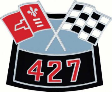 Show details for 427 Die-Cast Crossed Flags Air Cleaner Emblem  Picture of 427 Die-Cast Crossed Flags Air Cleaner Emblem