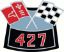 Show details for 427 Die-Cast Crossed Flags Air Cleaner Emblem  Picture of 427 Die-Cast Crossed Flags Air Cleaner Emblem