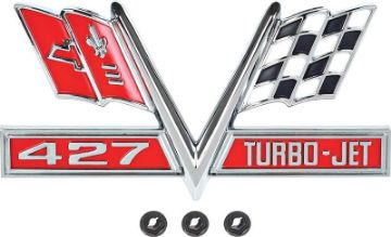 Show details for 1966-67 "427 Turbo Jet" Fender Emblem  Picture of 1966-67 "427 Turbo Jet" Fender Emblem
