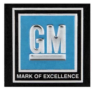 Show details for 1968-72 GM Cars & Trucks - "GM Mark of Excellence" Seat Belt Buckle Decal - Blue  Picture of 1968-72 GM Cars & Trucks - "GM Mark of Excellence" Seat Belt Buckle Decal - Blue