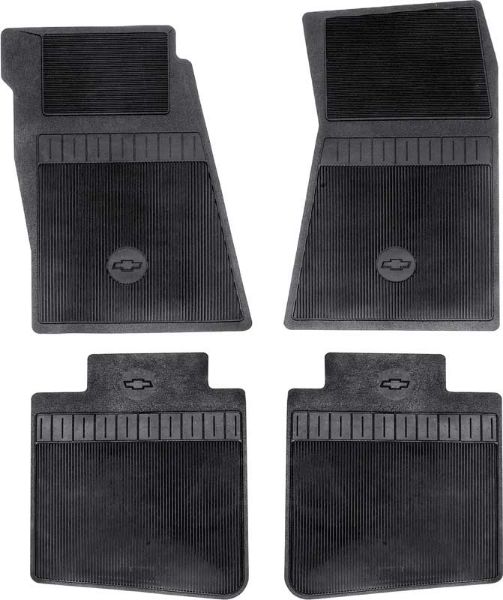 Picture of 1967-69 Camaro, 68-74 Nova4 Piece Black Rubber Bow Tie Floor Mat Set 