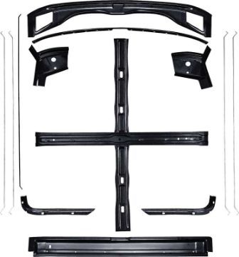 Show details for 1967-68 Camaro / Firebird 13 Piece Inner Roof Panel Brace Set with EDP Coating  Picture of 1967-68 Camaro / Firebird 13 Piece Inner Roof Panel Brace Set with EDP Coating