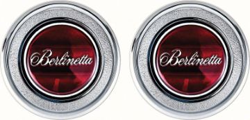 Show details for 1979-81 Camaro Red Berlinetta Interior Door Panel Emblems  Picture of 1979-81 Camaro Red Berlinetta Interior Door Panel Emblems