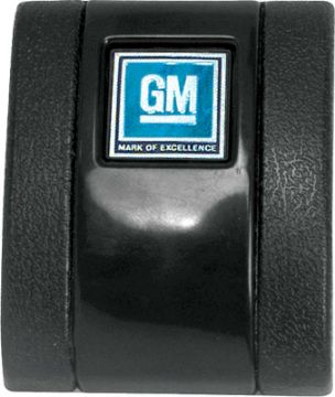 Show details for 1968-72 Black Standard Interior Seat Belt Cover With GM Mark of Excellence Emblem  Picture of 1968-72 Black Standard Interior Seat Belt Cover With GM Mark of Excellence Emblem