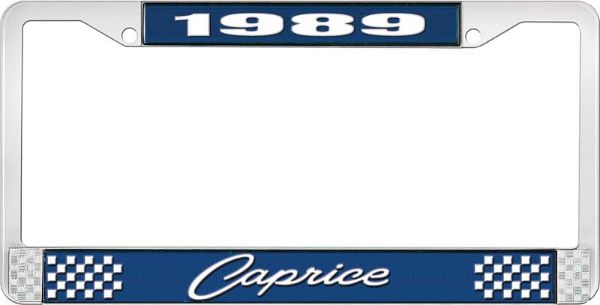 Picture of 1989 Caprice Blue And Chrome License Plate Frame With White Lettering