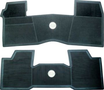Show details for 1961-64 Chevrolet Without Console Black 2 Piece Front And Rear Rubber Floor Mat Set  Picture of 1961-64 Chevrolet Without Console Black 2 Piece Front And Rear Rubber Floor Mat Set