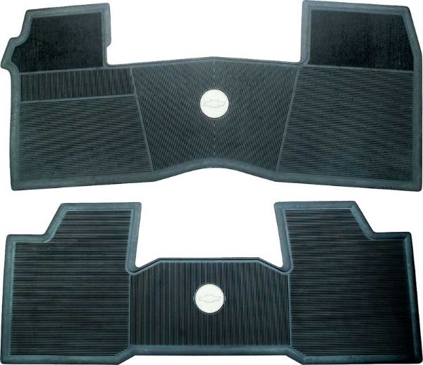 Picture of 1961-64 Chevrolet Without Console Black 2 Piece Front And Rear Rubber Floor Mat Set 