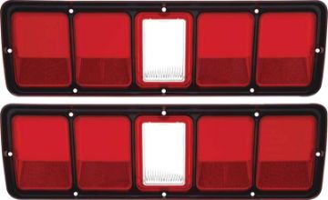 Show details for 1971 Plymouth Road Runner / GTX Tail Lamp Lenses With Black Trim  Picture of 1971 Plymouth Road Runner / GTX Tail Lamp Lenses With Black Trim