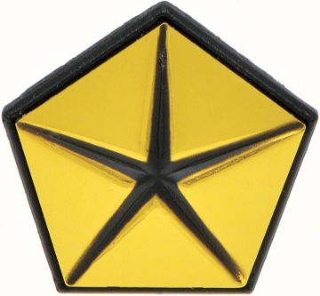 Show details for 1967-72 Mopar Gold Right Hand (passenger side)Fender Pentastar Emblem  Picture of 1967-72 Mopar Gold Right Hand (passenger side)Fender Pentastar Emblem