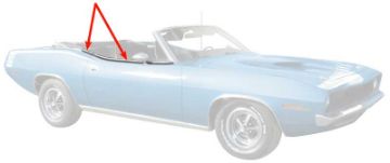 Show details for 1970-74 Convertible Barracuda Door Top Edge Trim Moldings Pair - Stainless Steel  Picture of 1970-74 Convertible Barracuda Door Top Edge Trim Moldings Pair - Stainless Steel