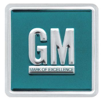 Show details for 1964-67 Turquoise/Green Embossed "GM Mark Of Excellence" Emblem Door Decal  Picture of 1964-67 Turquoise/Green Embossed "GM Mark Of Excellence" Emblem Door Decal