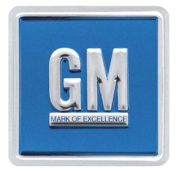 Show details for 1967-70 Embossed Blue "GM Mark Of Excellence" Emblem Door Decal  Picture of 1967-70 Embossed Blue "GM Mark Of Excellence" Emblem Door Decal