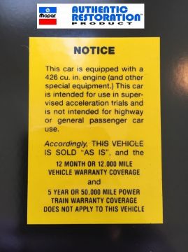Show details for 1964 1965 and 1968 Plymouth Dodge Super Stock Race Hemi "AS IS" Glove Box Decal  Picture of 1964 1965 and 1968 Plymouth Dodge Super Stock Race Hemi "AS IS" Glove Box Decal