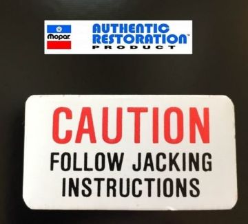 Show details for Chrysler Dodge Plymouth Bumper Jack Base CAUTION Rectangular Decal Picture of Chrysler Dodge Plymouth Bumper Jack Base CAUTION Rectangular Decal