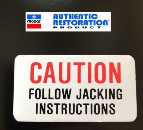 Picture of Chrysler Dodge Plymouth Bumper Jack Base CAUTION Rectangular Decal