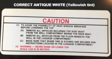 Show details for  1967-1971 Dodge Chrysler Plymouth Convertible Top Warning Decal Picture of  1967-1971 Dodge Chrysler Plymouth Convertible Top Warning Decal