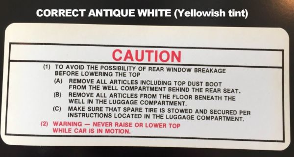 Picture of 1967-1971 Dodge Chrysler Plymouth Convertible Top Warning Decal
