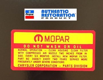 Show details for 1964 -1971 Air Cleaner Service Decal Picture of 1964 -1971 Air Cleaner Service Decal