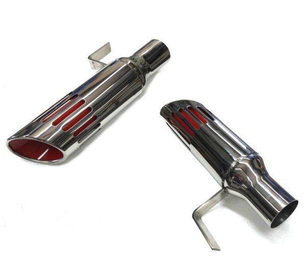 Picture of 1971-1974 Mopar B-Body Long Red Slotted Exhaust Tips (Stainless Steel)