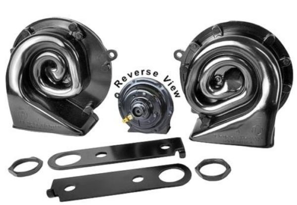 Picture of 1955-1981 for GM Low High Note Delco Remy Stamped Horn Set w/Universal Brackets