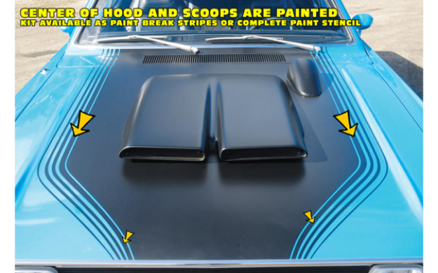 Picture of 1971 1972 Dodge Demon Snorkel Scoops Hood Cowl Paint Break Stripe Kit