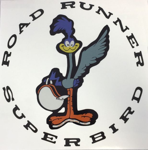 Picture of 1970 Plymouth Superbird Wing Bird Decals - Black Letters - 9 1/2" Round