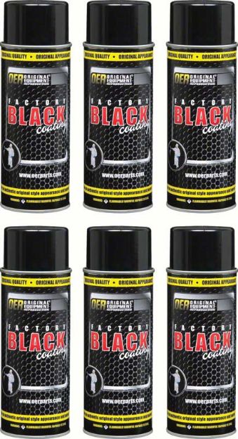 Picture of "Factory Black" Semi Gloss Black Paint Case of 6 - 16 Oz Aerosol Cans 