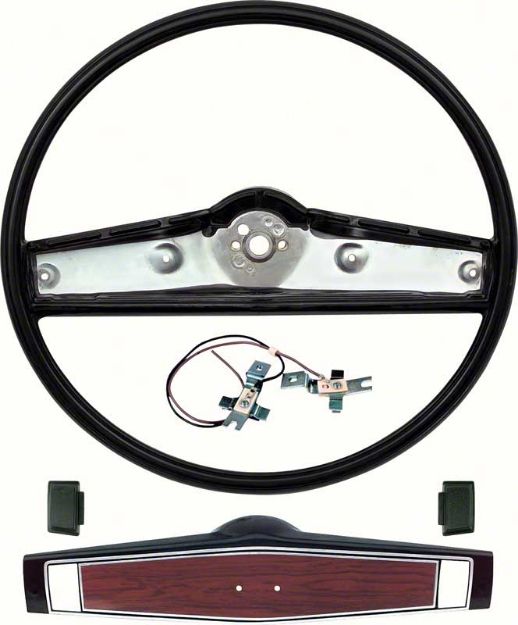 Picture of 1969-70 Black Steering Wheel Kit with Cherrywood Shroud 