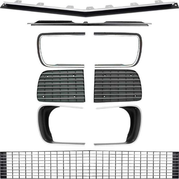 Picture of 1967-68 Camaro RS Restorer's Choice&trade; Grill Kit with Silver Trim / with Headlamp Bezels 