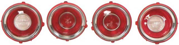 Picture of 1971-73 Camaro RS Tail Lamp/Back Up Lens Kit with Chrome Trim Ring (2nd Design) 