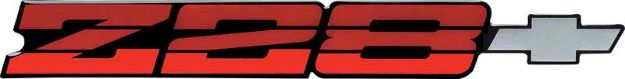 Picture of 1982-84 Camaro Z28 Red Rear Panel Emblem with Silver Bow Tie 