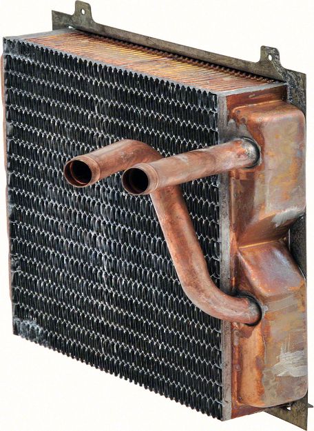 Picture of 1965-1971 Mopar B-Body W/O AC - Copper/Brass Heater Core (7-3/4" X 7-3/4" X 2") 5/8" Inlet/Outlet 
