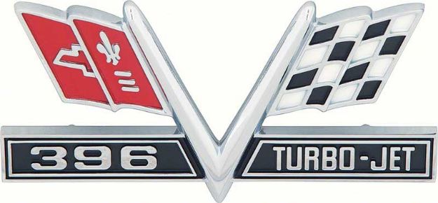 Picture of 1967 Camaro SS, 1965-67 Impala / Full Size "396 V-Flag" Front Fender Emblem 