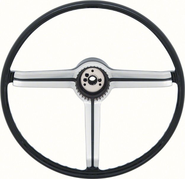 Picture of 1968 Steering Wheel with Spokes and Brushed Chrome Spider Insert 