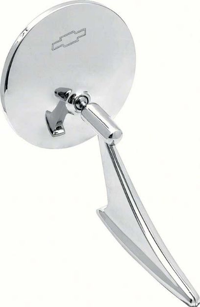 Picture of 1966-72 Outer Door Mirror with Bow Tie Logo and Ribbed Base 