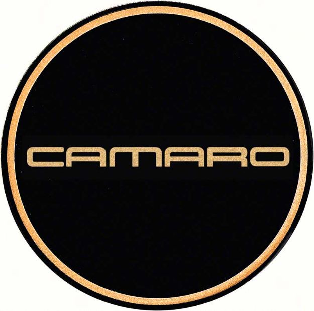 Picture of GTA Wheel Center Cap Emblem Camaro 2-1/8" Gold Logo/Black Background 