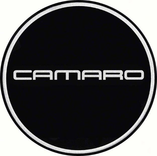 Picture of R15 Wheel Center Cap Emblem 2-15/16" Chrome Camaro Logo/Black Background 
