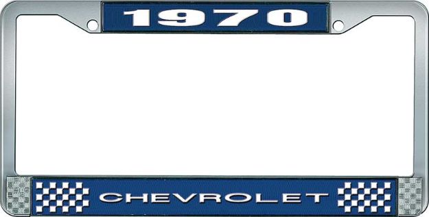 Picture of 1970 Chevrolet Blue And Chrome License Plate Frame With White Lettering 
