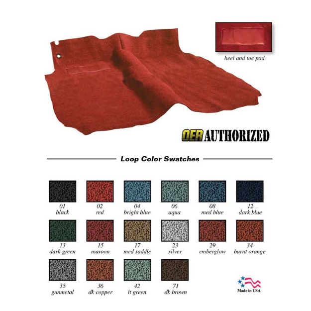 Picture of 1955-57 Passenger 2 Or 4 Door Black 1-Piece Universal Molded Loop Carpet 