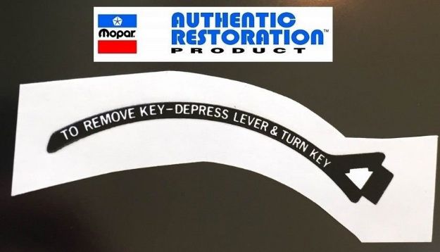 Picture of 1971 1972 1973 1974 Cuda Challenger Remove Key DECAL