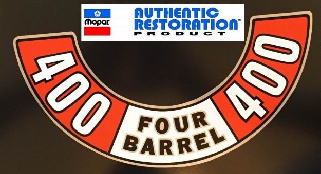 Picture of 1972 1973 1974 Dodge Plymouth 400 Four Barrel Air Cleaner Decal