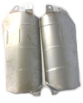 Show details for 1970-1974 Dodge and Plymouth E-Body Muffler Heat Shields Picture of 1970-1974 Dodge and Plymouth E-Body Muffler Heat Shields